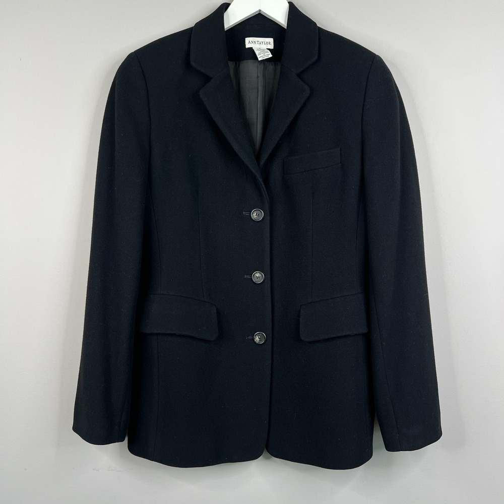 Ann Taylor Wool Cashmere Blazer Black Jacket Womens 8 Career Office Work‎ Luxury